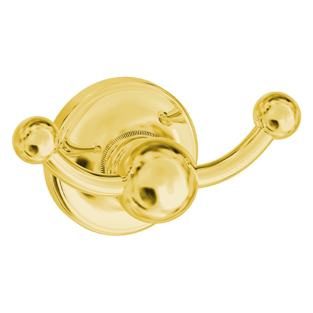 Horizontal Double Robe Hook in Unlacquered Brass