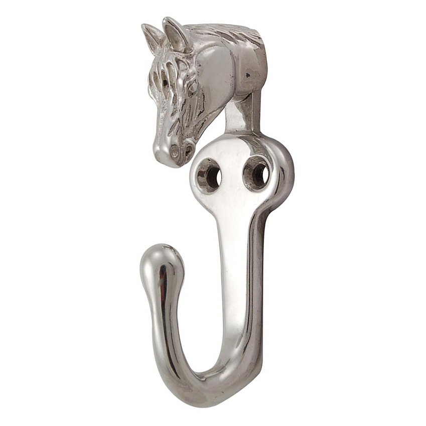 Horse Head Hook in Polished Silver