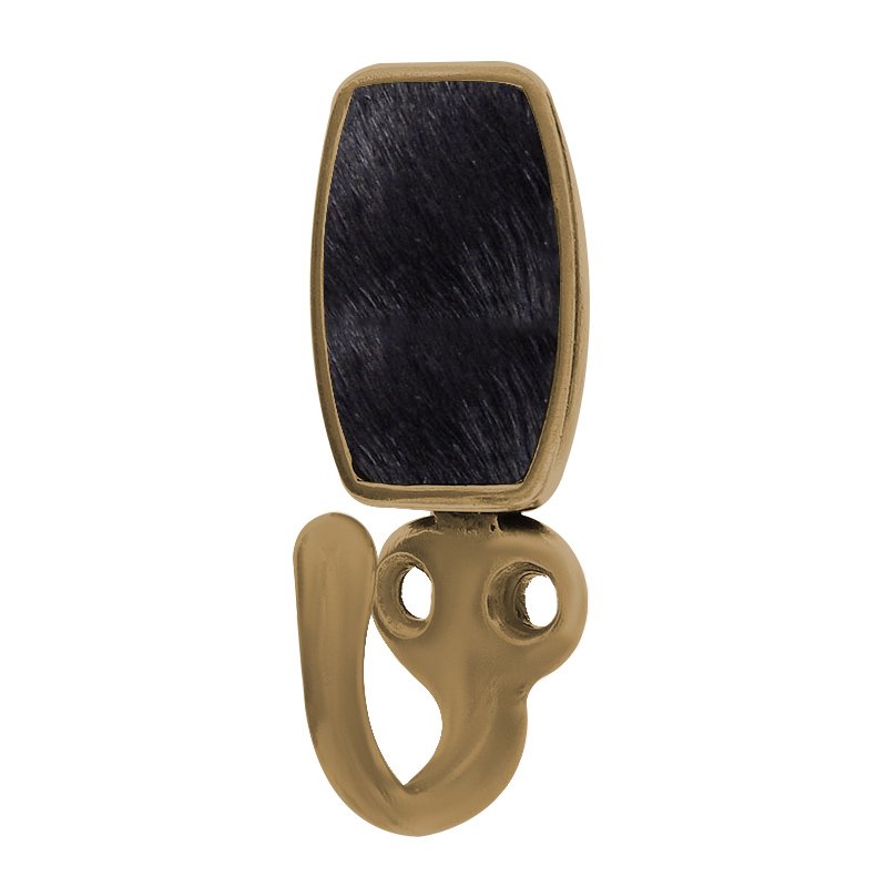 Single Hook with Insert in Antique Brass with Black Fur Insert