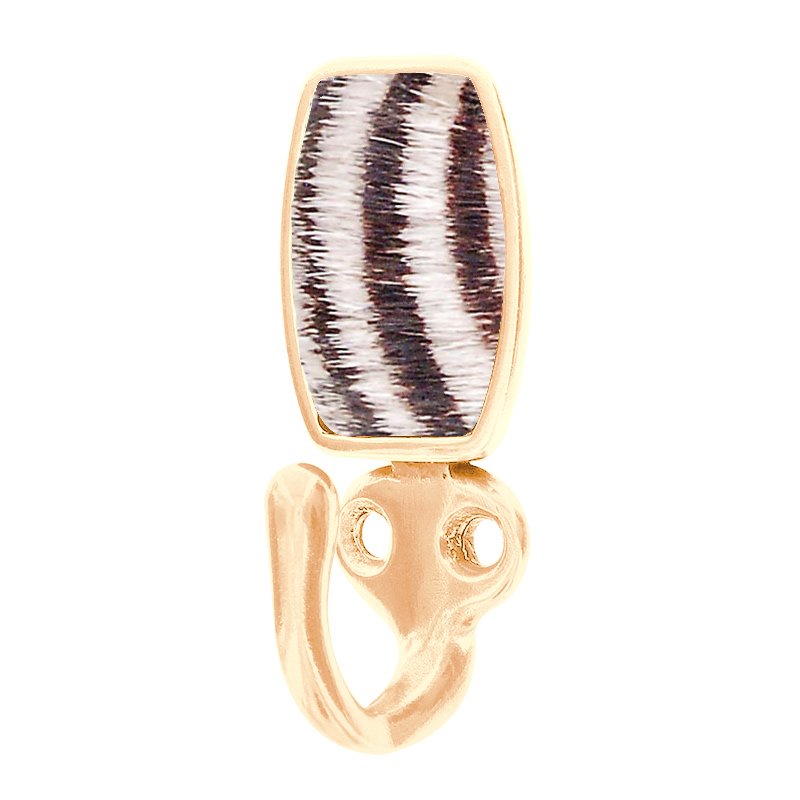 Single Hook with Insert in Polished Gold with Zebra Fur Insert