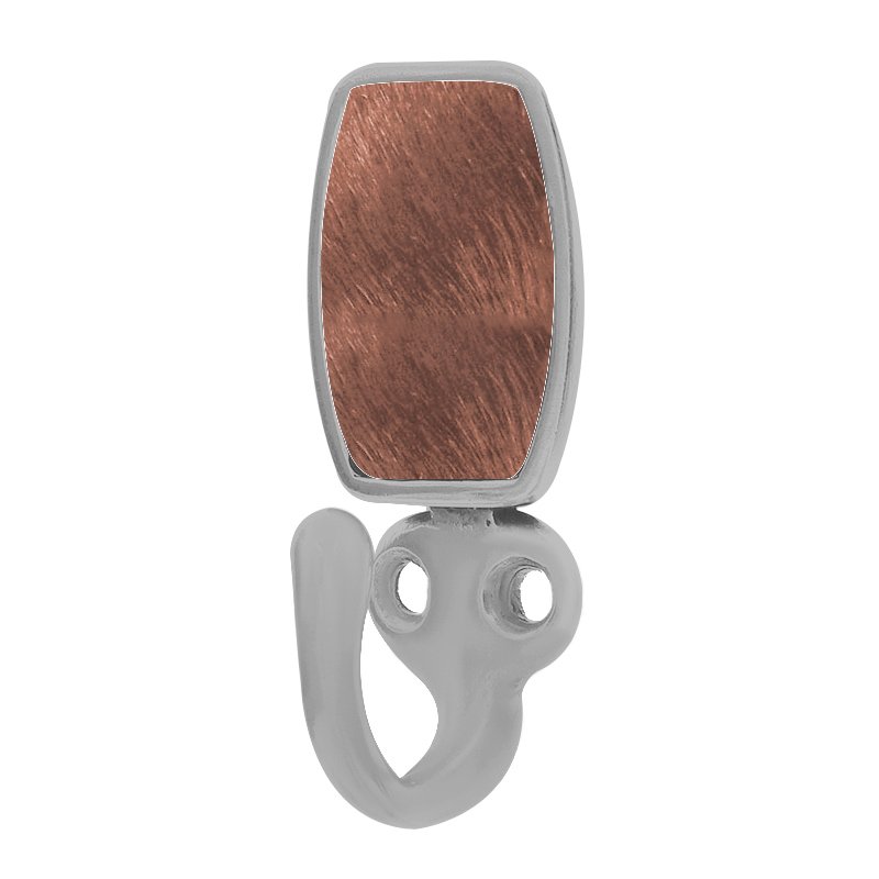 Single Hook with Insert in Satin Nickel with Brown Fur Insert