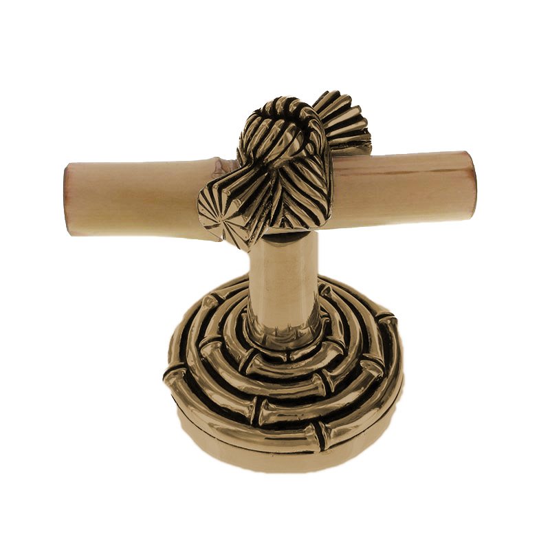 Horizontal Bamboo Knot Robe Hook in Antique Brass